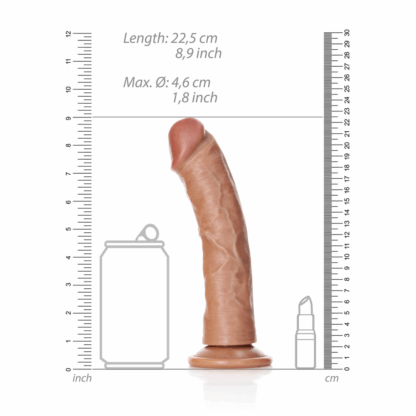 Gebogen Realistische Dildo met Zuignap - 8 / 20,5 cm - Afbeelding 6