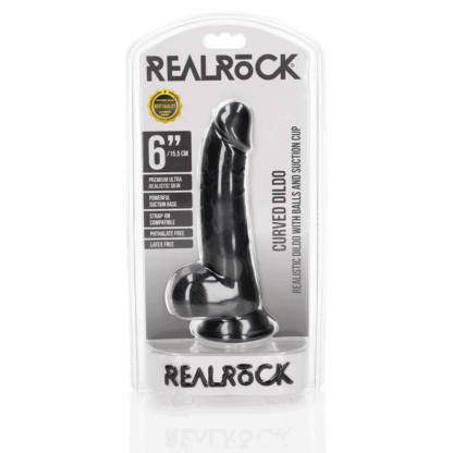 Gebogen Realistische Dildo met Ballen en Zuignap - 6 / 15,5 cm - Afbeelding 2