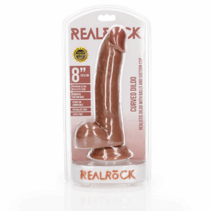 Gebogen Realistische Dildo met Ballen en Zuignap - 8 / 20,5 cm - Afbeelding 2