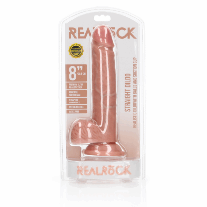 Rechtdoor Realistische Dildo met Ballen en Zuignap - 8 / 20,5 cm - Afbeelding 2