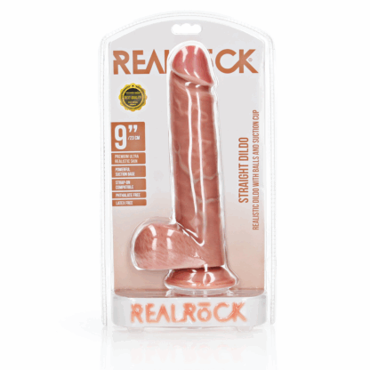 Rechtdoor Realistische Dildo met Ballen en Zuignap - 9 / 23 cm - Afbeelding 2