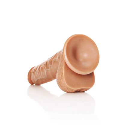 Rechtdoorlopende Realistische Dildo met Ballen en Zuignap - 11 / 28 cm - Afbeelding 5