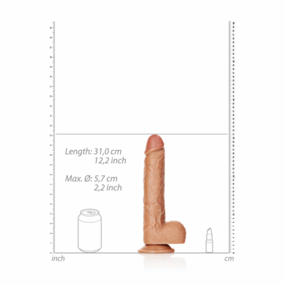 Rechtdoorlopende Realistische Dildo met Ballen en Zuignap - 11 / 28 cm - Afbeelding 6