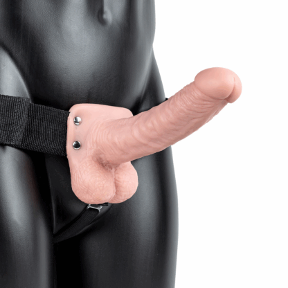 Vibrerende Hollow Strap-On met Ballen - 7 / 18 cm - Afbeelding 3