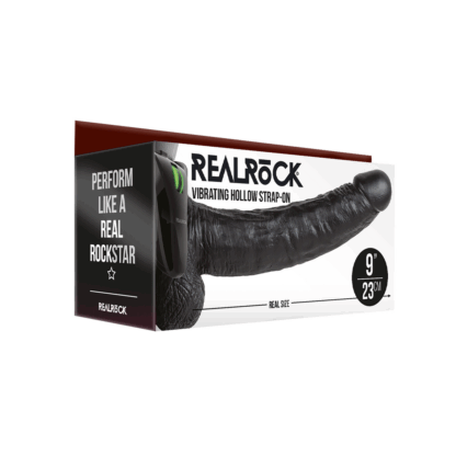 Vibrerende Holle Strap-On met Ballen - 9 / 23 cm - Afbeelding 2