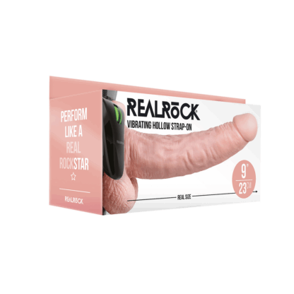 Vibrerende Holle Strap-On met Ballen - 9 / 23 cm - Afbeelding 2