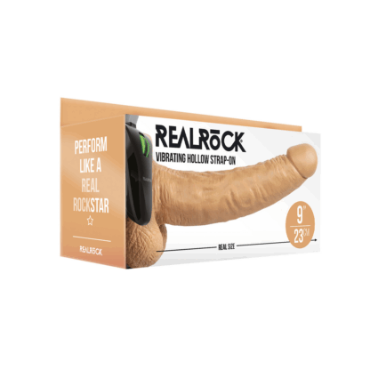 Vibrerende Holle Strap-On met Ballen - 9 / 23 cm - Afbeelding 2