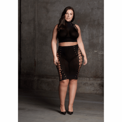 Kala XXXVII - Twee Delige Set met Coltrui, Crop Top en Rok - Plus Size - Afbeelding 6