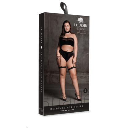 Ananke XII - Drie Delen met Choker, Bandeau Top en Pantie met Garters - Plus Size - Afbeelding 2