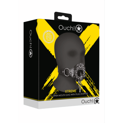 Open Mouth Gag met Plug Stopper - Zwart - Afbeelding 2