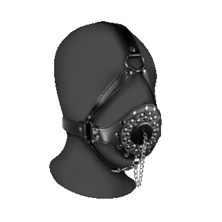 Open Mouth Gag Hoofdharnas met Plug Stopper - Zwart