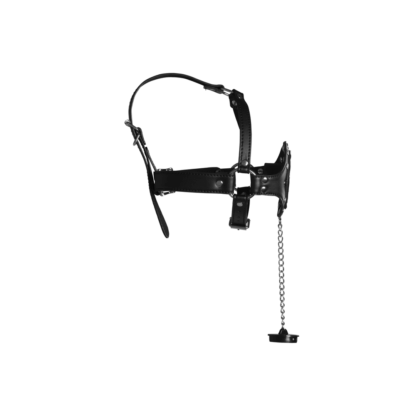 Open Mouth Gag Hoofdharnas met Plug Stopper - Zwart - Afbeelding 6