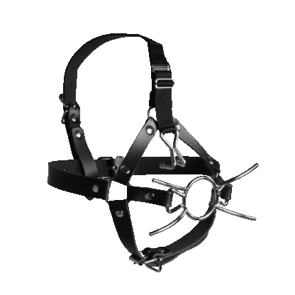 Hoofdharnas met Spider Gag en Neus Haken - Zwart - Afbeelding 4
