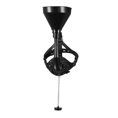 Open Mouth Gag Hoofdband met Trechter - Zwart - Afbeelding 5