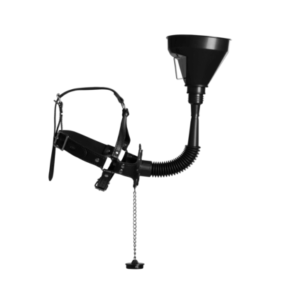 Open Mouth Gag Hoofdband met Trechter - Zwart - Afbeelding 6