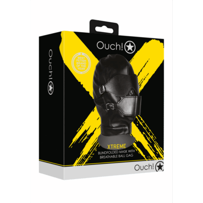 Blindfolded Mask met Ademend Ball Gag - Zwart - Afbeelding 2