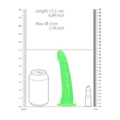Slanke Realistische Dildo met Zuignap - Glow in the Dark - 6'' / 15,5 cm - Afbeelding 6