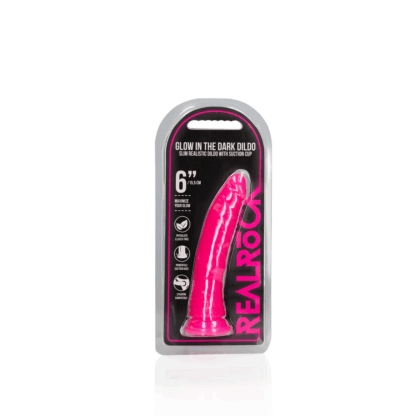 Slim Realistic Dildo met Zuignap - Glow in the Dark - 6'' / 15,5 cm - Afbeelding 2