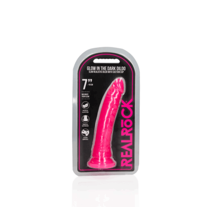 Slim Realistisch Dildo met Zuignap - Glow in the Dark - 7'' / 18 cm - Afbeelding 2