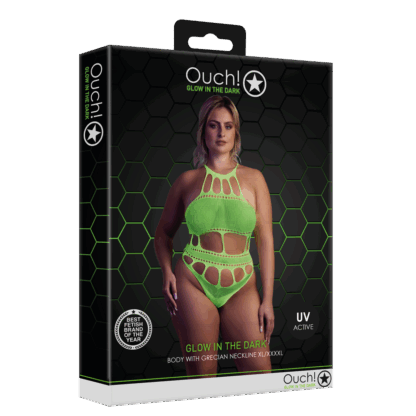 Body met Griekse Halslijn - Plus Size - Neon Groen - Afbeelding 2