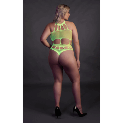 Body met Griekse Halslijn - Plus Size - Neon Groen - Afbeelding 5