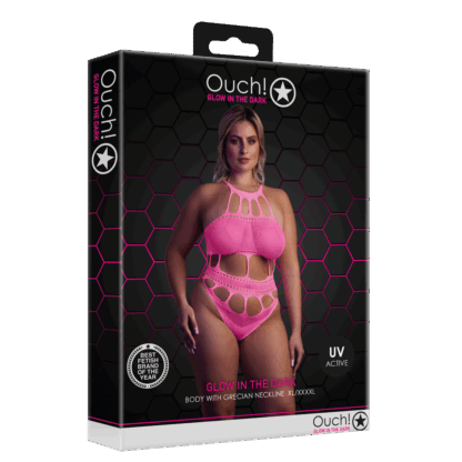 Body met Griekse Halslijn - Grote Maten - Neon Roze - Afbeelding 2