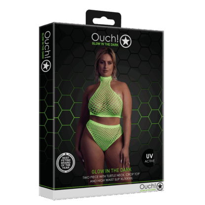 Turtle Neck en High Waist Slip - Plus Size - Neon Groen - Afbeelding 2