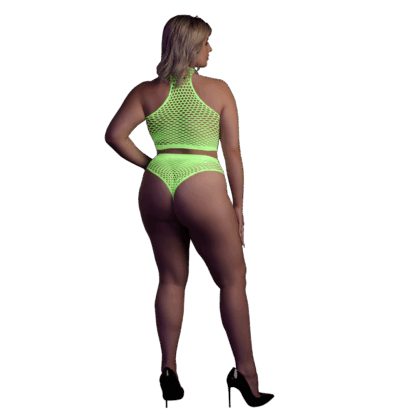 Turtle Neck en High Waist Slip - Plus Size - Neon Groen - Afbeelding 3