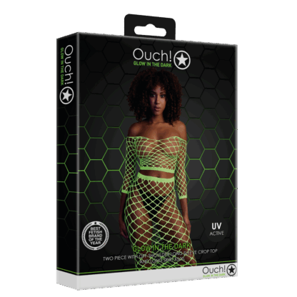 Langsleeve Crop Top en Lange Rok - One Size - Neon Groen - Afbeelding 2