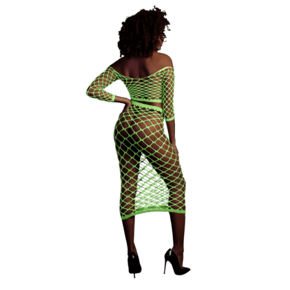 Langsleeve Crop Top en Lange Rok - One Size - Neon Groen - Afbeelding 3