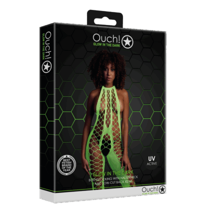 Bodystocking met Halterneck - One Size - Neon Groen - Afbeelding 2