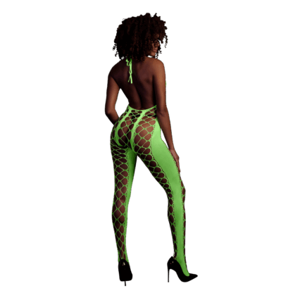 Bodystocking met Halterneck - One Size - Neon Groen - Afbeelding 3