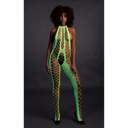 Bodystocking met Halterneck - One Size - Neon Groen - Afbeelding 4