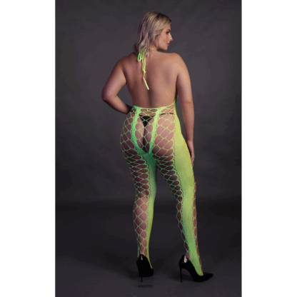 Bodystocking met Halterneck - Plus Size - Neon Groen - Afbeelding 5