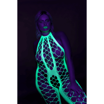 Bodystocking met Halterneck - Plus Size - Neon Groen - Afbeelding 7