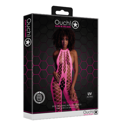 Bodystocking met Halterneck - One Size - Neon Pink - Afbeelding 2
