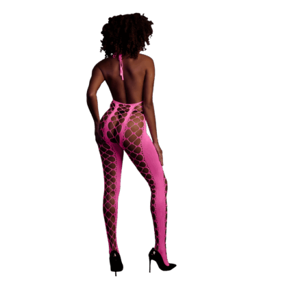 Bodystocking met Halterneck - One Size - Neon Pink - Afbeelding 3