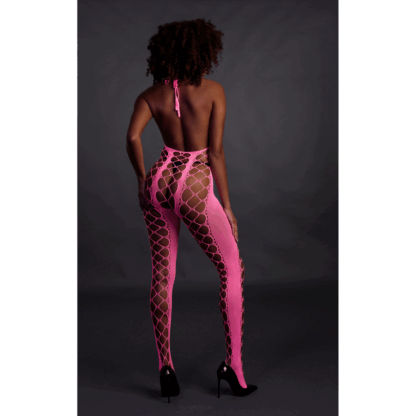 Bodystocking met Halterneck - One Size - Neon Pink - Afbeelding 5