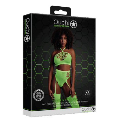 Twee Delige Set met Crop Top en Kousen - One Size - Neon Groen - Afbeelding 2