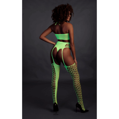 Twee Delige Set met Crop Top en Kousen - One Size - Neon Groen - Afbeelding 5