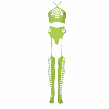 Twee Delige Set met Crop Top en Kousen - One Size - Neon Groen - Afbeelding 6
