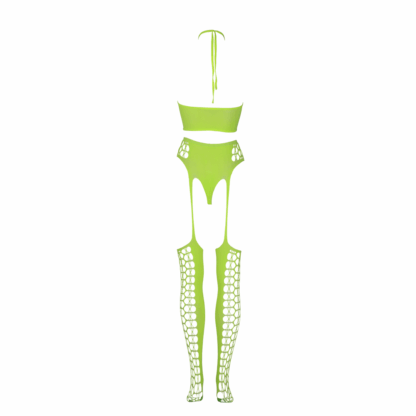 Twee Delige Set met Crop Top en Kousen - One Size - Neon Groen - Afbeelding 7