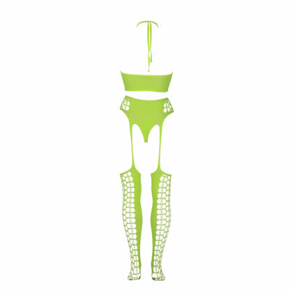 Twee-delige set met crop top en kousen - Plus Size - Neon Groen - Afbeelding 7