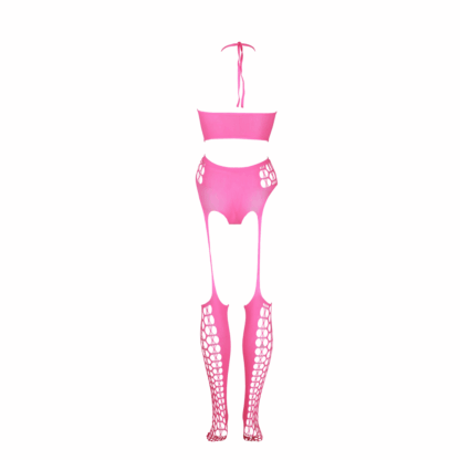 Twee Delige Set met Crop Top en Kousen - Plus Size - Neon Roze - Afbeelding 7