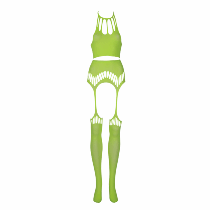 Twee-delige set met crop top en panty - One size - Neon groen - Afbeelding 6