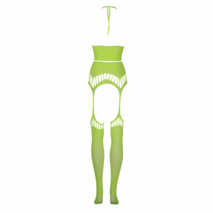 Twee-delige set met crop top en panty - One size - Neon groen - Afbeelding 7
