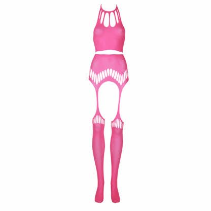 Twee Delige Set met Crop Top en Kousen - One Size - Neon Roze - Afbeelding 6