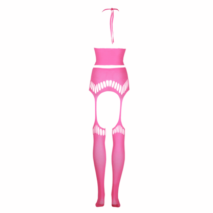 Twee Delige Set met Crop Top en Kousen - One Size - Neon Roze - Afbeelding 7