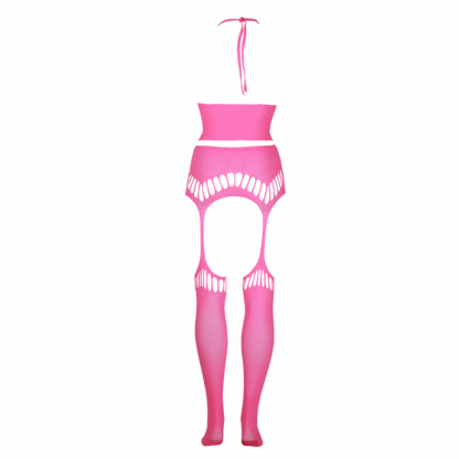 Twee-delige set met crop top en kousen - Plus Size - Neon Roze - Afbeelding 7