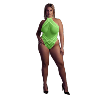 Body met Halternek - Plus Size - Neon Groen